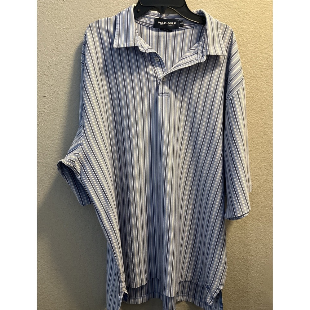 Ralph Lauren Golf Polo Shirt - Blue/White Stripes XXL